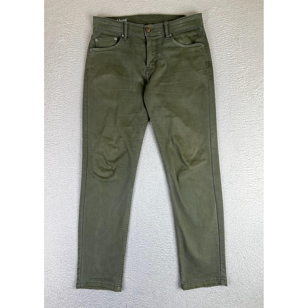 Mugsy Jeans Mens 30x30 Green Slim Tapered Stretch Denim Casual Pants Olive